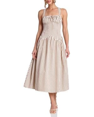Avec Les Filles Check Drop Waist Cotton Blend Sundress - Pink