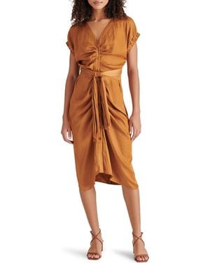 Steve Madden Bruno Tie Waist Midi Dress - Brown