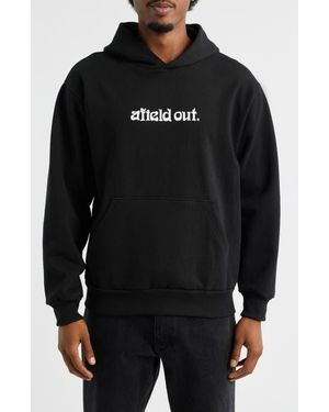 Afield Out Abyss Logo Cotton Fleece Graphic Hoodie - Black