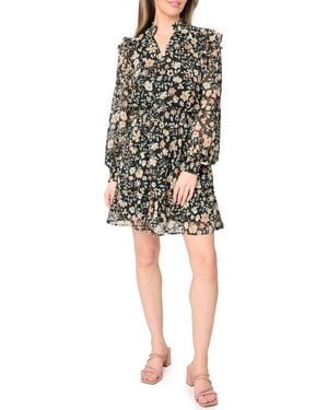 Gibsonlook Daphne Long Sleeve Button Front Minidress - Black