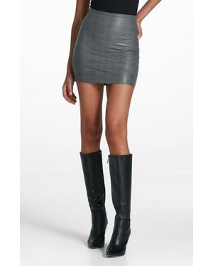 Commando Plaid Faux Leather Miniskirt - Blue