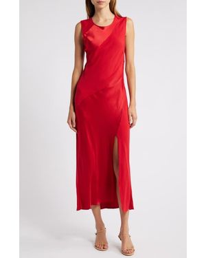 Rails Sanya Paneled Satin Midi Dress - Red