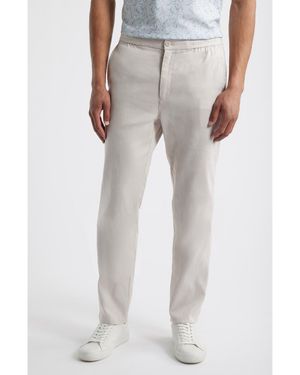Bugatchi Tristan Stretch Linen & Cotton Drawstring Pants - Gray