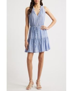 Rails Albany Stripe Tiered Linen Blend Dress - Blue