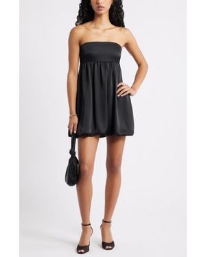 BP. Satin Bow Back Bubble Minidress - Black