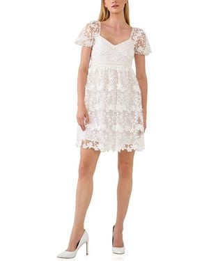 Endless Rose Floral Lace Puff Sleeve Minidress - White