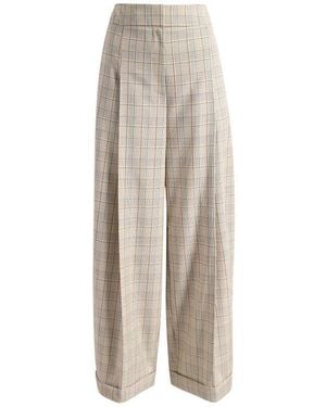 BOSS Telda Plaid Pleated High Waist Pants - Natural