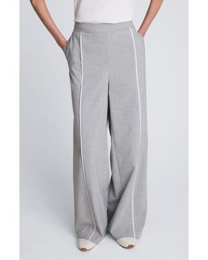 Kenneth Cole Piping Detail Wide Leg Pants - Gray
