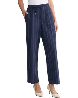 Jones New York Stripe Tie Waist Linen Blend Pants - Blue