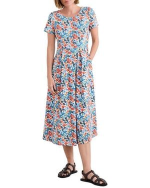 Seasalt Cornwall Veronica Print Stretch Organic Cotton Midi Dress - Blue
