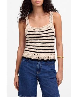 Madewell Stripe Crochet Sweater Tank - Blue