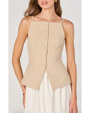 Astr Mix Media Sleeveless Dress - Natural