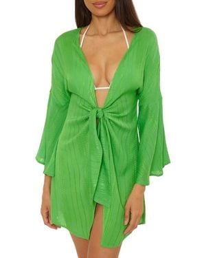 Becca Radiance V-Neck Long Sleeve Cover-Up Tunic - Green