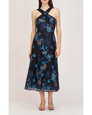 JS Collections Maggie Embroidered Sleeveless Gown - Blue