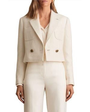 Reiss Mia Tweed Crop Jacket - Natural