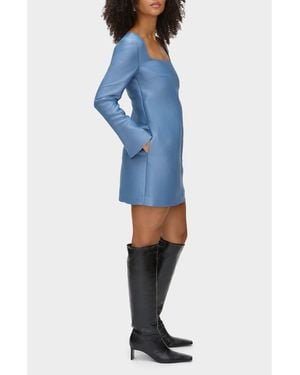 ALIGNE Carmel Long Sleeve Satin Minidress - Blue