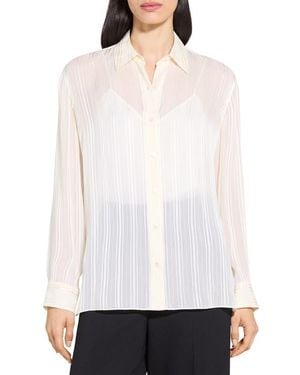Theory Tonal Stripe Button-Up Shirt - White