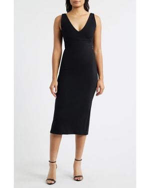 Spanx Spanxshape Ponte V-Neck Sleeveless Midi Dress - Black