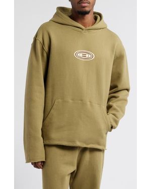 Honor The Gift Oversize Raw Hem Logo Hoodie - Green