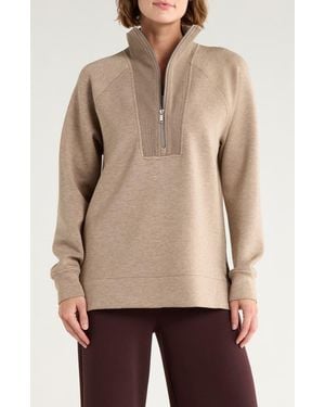 Spanx Air Essentials Brushed Half-Zip Sweatshirt - Natural