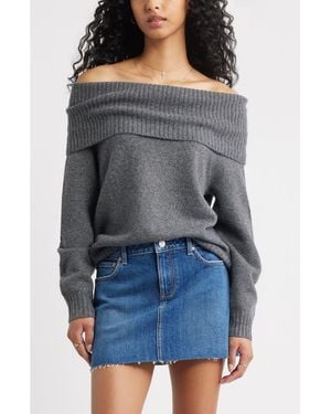 BP. Off The Shoulder Sweater - Gray