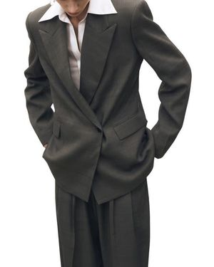 Mango Oversize Double Breasted Suit Jacket - Black