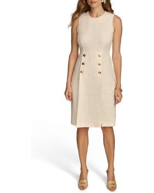 Donna Karan Sleeveless Tweed Sheath Dress - Natural