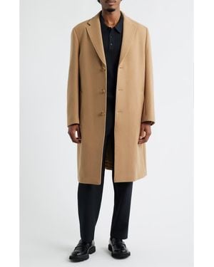 Open Edit Wool Blend Melton Overcoat - Natural