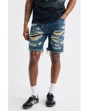 BBCICECREAM Bb Chronos Distressed Cutoff Denim Shorts - Blue