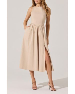 Astr Bow Back A-Line Dress - Natural