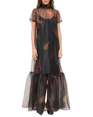 STAUD Calluna Floral Sheer Maxi Dress - Black