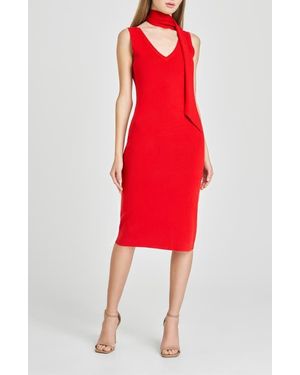 Wayf Martini Sweater Dress With Scarf - Red