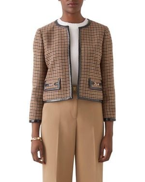 LK Bennett Zisou Houndstooth Crop Jacket - Brown
