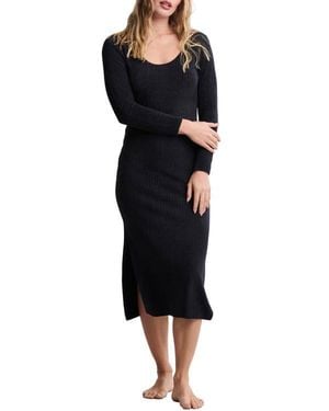 Barefoot Dreams Cozychic Ultra Lite Rib Scoop Neck Midi Dress - Black