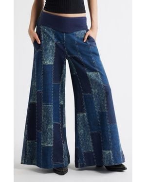 Free People Patches Wide Leg Jeans - Blue