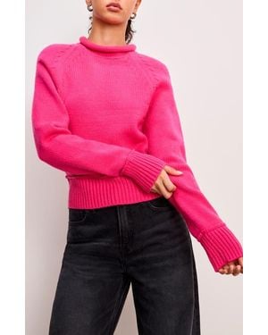 GOOD AMERICAN Mock Neck Sweater - Pink