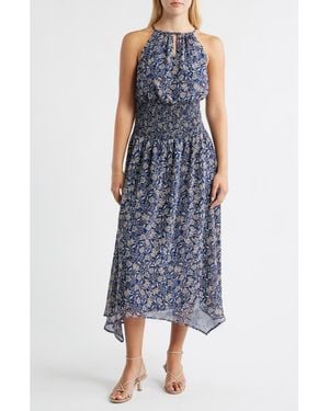 Halogen® Smocked Waist Sleeveless Maxi Dress - Blue