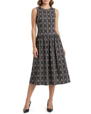 Mila + Mate Paisley Cotton Fit & Flare Midi Dress - Black