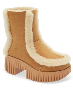 4Ccccees Plia Fero Genuine Shearling Platform Bootie - Brown