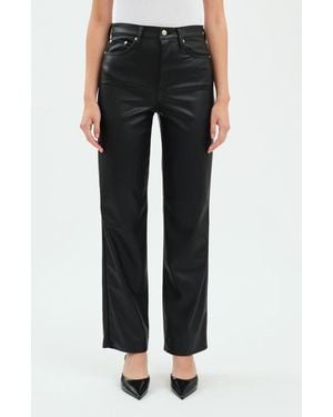 DAZE Sun High Waist Straight Leg Faux Leather Pants - Black