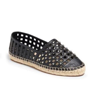 Cinq À Sept Rochel Cage Studded Espadrille Cap Toe Flat - Black