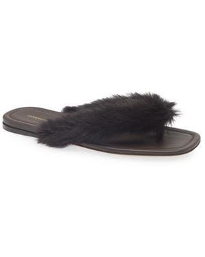 Ferragamo Loly Genuine Shearling Flip Flop - Black