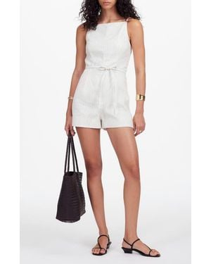 Madewell Square Neck Sleeveless Pleated Romper - White