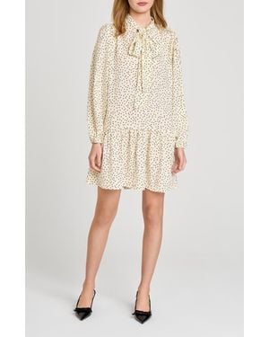Wayf Kate Polka Dot Long Sleeve Dress - Natural