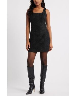 Open Edit Tweed Sleeveless Minidress - Black