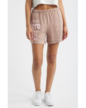 The Mayfair Group It Costs $0 High Waist Sweat Shorts - Pink