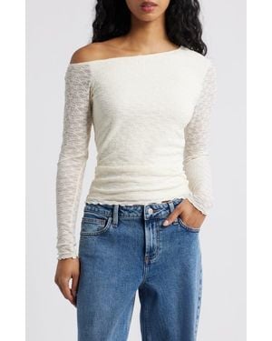 BP. One-Shoulder Lace Top - White