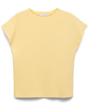 Mango Cap Sleeve Fine Knit Sweater - Yellow