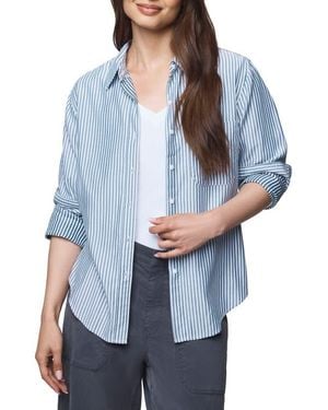 Splendid Kenna Stripe Relaxed-Fit Button-Up Shirt - Blue