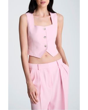 Kenneth Cole Square Neck Crop Fitted Vest - Pink